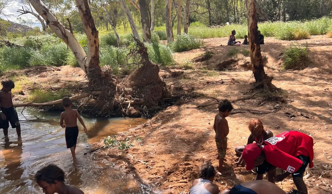 Kids enjoying nature during a Trucking Yards bush trip.