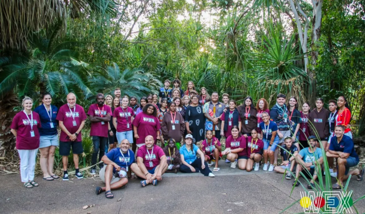 WEX Regional 2024 students with Christine Jenner (centre), Deputy Chair Larrakia Development Corporation. Ms Jenner addressed the students during the Culture Night.