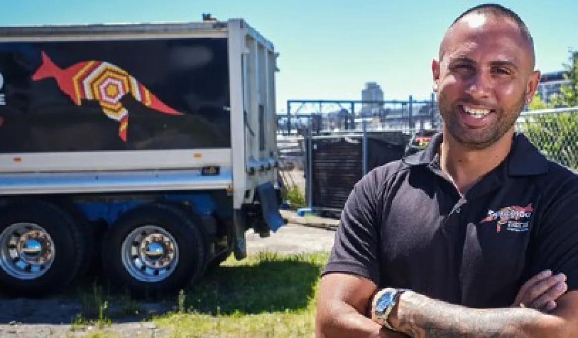 Corey Carr with a Kangaroo Transport and Haulage truck.