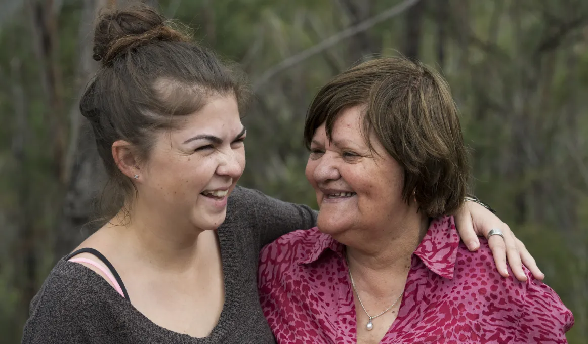 Krystal with arm around Aunty Edna