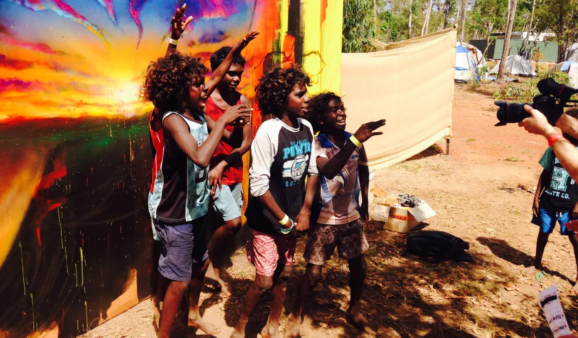 Filming Knowledge is Power music video at 2015 Garma Festival