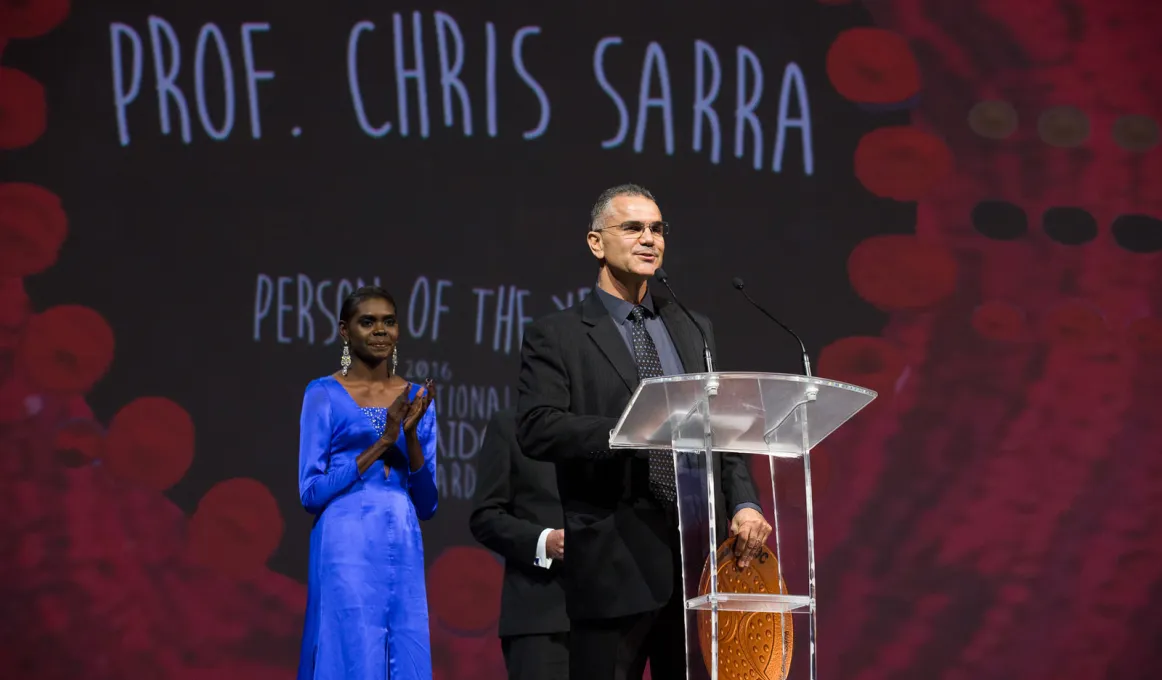 Professor Chris Sarra, 2016 National NAIDOC Person of the Year, speaking at the National NAIDOC Awards.