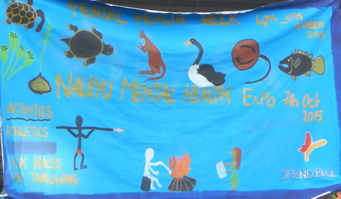 Image of a flag with the title 'mental health expo'