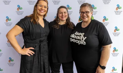 Co-founders of Indigenous Business Month from left to right, Mayrah Sonter, Dr Michelle Evans and Lessa Watego.