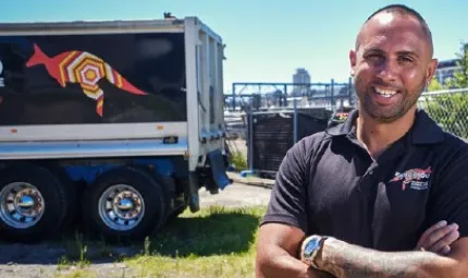 Corey Carr with a Kangaroo Transport and Haulage truck.