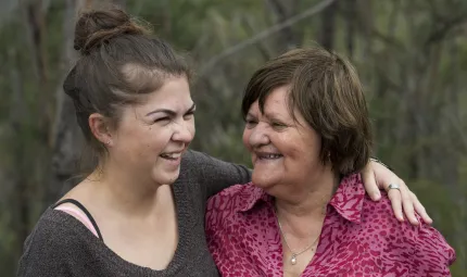 Krystal with arm around Aunty Edna