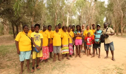 Borroloola’s School Attendance Officers in their famous yellow shirts.