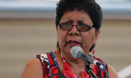 Florence Onus speaking at a Sorry Day event