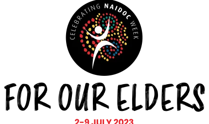 Logo for the 2023 National NAIDOC Week, with the theme For Our Elders.