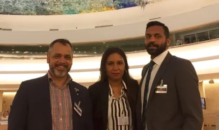 Charles Prouse, Sheena Graham (Head of Australian Government Delegation) and Bruce Martin pursuing the rights of Indigenous peoples not just in Australia, but around the world