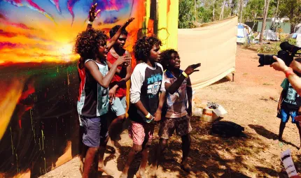 Filming Knowledge is Power music video at 2015 Garma Festival