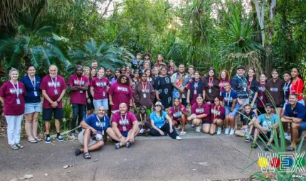 WEX Regional 2024 students with Christine Jenner (centre), Deputy Chair Larrakia Development Corporation. Ms Jenner addressed the students during the Culture Night.