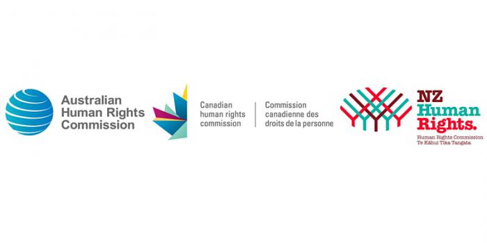 Logos of the Australian Human Rights Commission, the Canadian Human Rights Commission and the New Zealand Human Rights Commission