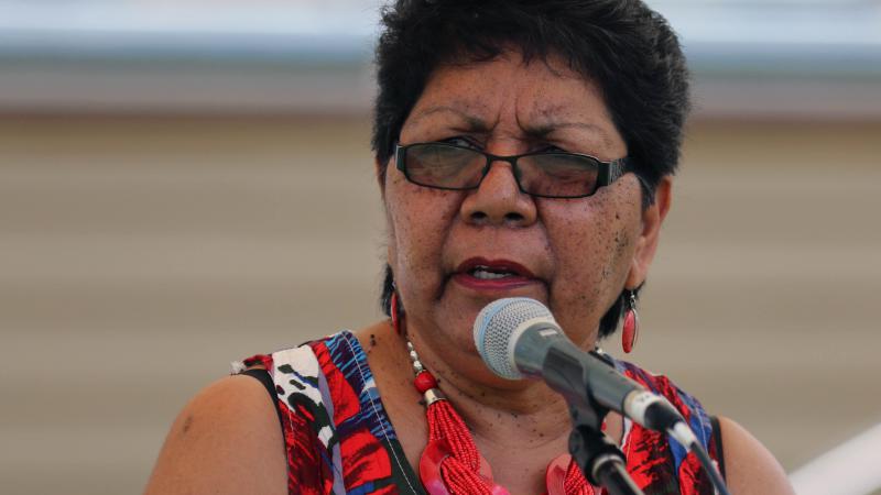 Florence Onus speaking at a Sorry Day event