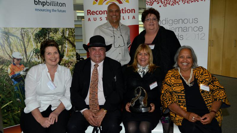 Representatives from SNAICC with judges at the 2012 Indigenous Governance Awards.