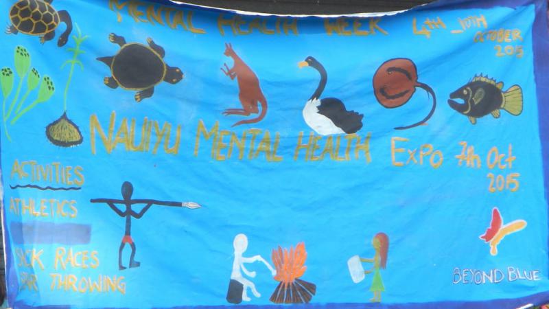 Image of a flag with the title 'mental health expo'