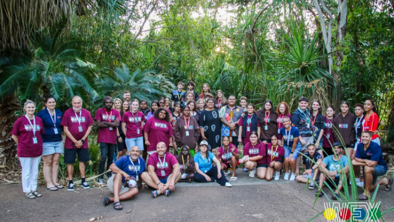 WEX Regional 2024 students with Christine Jenner (centre), Deputy Chair Larrakia Development Corporation. Ms Jenner addressed the students during the Culture Night.