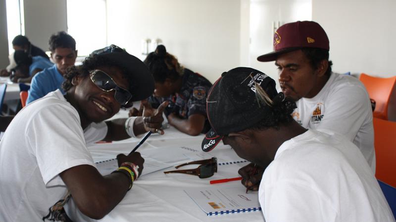 Titans Achievement Program participants (L-R) Mark Hill, Christyles Jacobs, Rebecca Diamond, Tyrone Wass and Wesley McDinny.