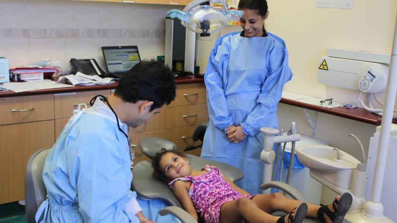 Kyleesha Boah receives a dental check-up at Mackay Aboriginal and Torres Strait Islander Community Health Service.