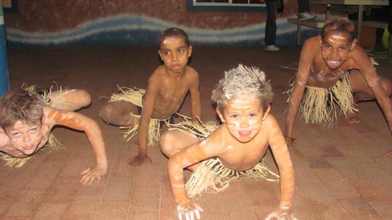 Ben Apps, Jayden Ballengarry, Blake Green and Tosh Ballengarry performing at the Worimi Land Council’s NAIDOC Day celebrations.