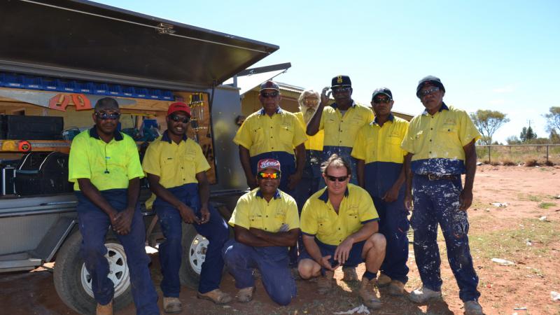 New Future Alliance workers on-site at a house refurbishment in Hermannsburg, NT.