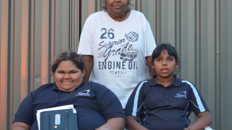 Schoolkids Bonus recipient Margo Hynes and her two granddaughters, Kiesha and Natasha.