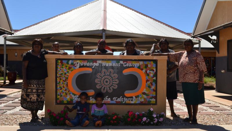 Elfrieda McLean (far right) with some of the women she works with at Tjuwanpa Women’s Centre, just outside of Hermannsburg, NT.