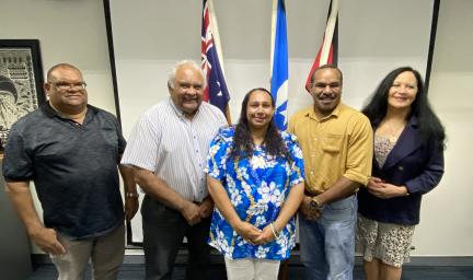 Alternate Deputy Chair for TSRA and Member for St Pauls John Paiwan, Indigenous Voice Senior Advisory Group Co-chairs Dr Donna Odegaard AM and Professor Tom Calma AO, Member for Warraber Iris Billy, Member for Badu Horace Baira