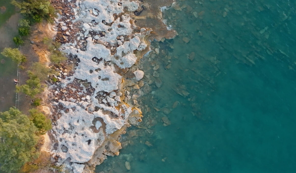 Beach shore picture taken from above